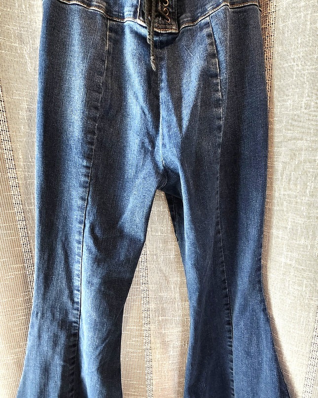 We the Free Curvy High Rise Boho Back Lace Up Flare Jeans