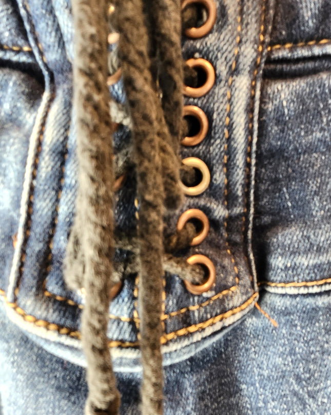 We the Free Curvy High Rise Boho Back Lace Up Flare Jeans