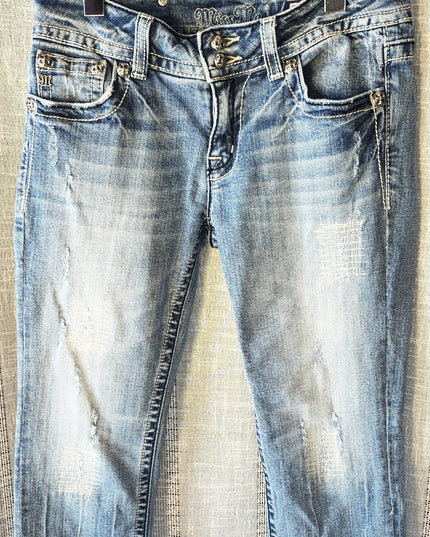 Miss Me Vintage Y2k Bling Wings Embellished Jean Capris