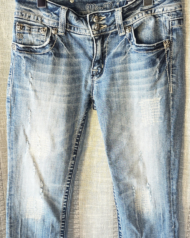 Miss Me Vintage Y2k Bling Wings Embellished Jean Capris