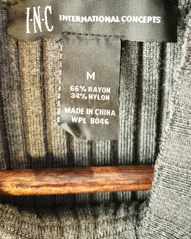 International Concepts INC Gray Ribbed Sleeveless Mock Turtleneck