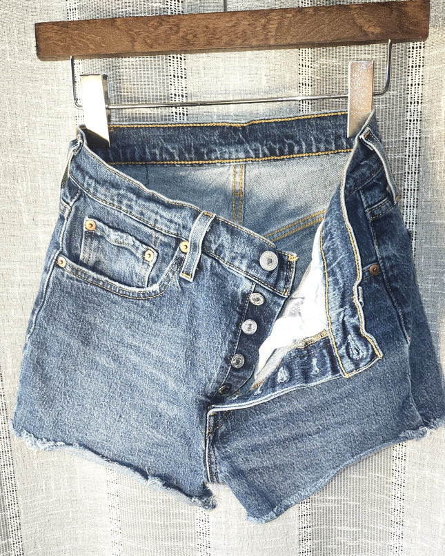 Levi's Button Fly 501 Frayed Jean Shorts