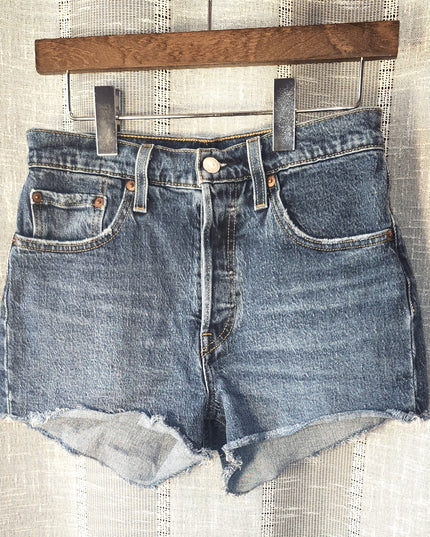 Levi's Button Fly 501 Frayed Jean Shorts