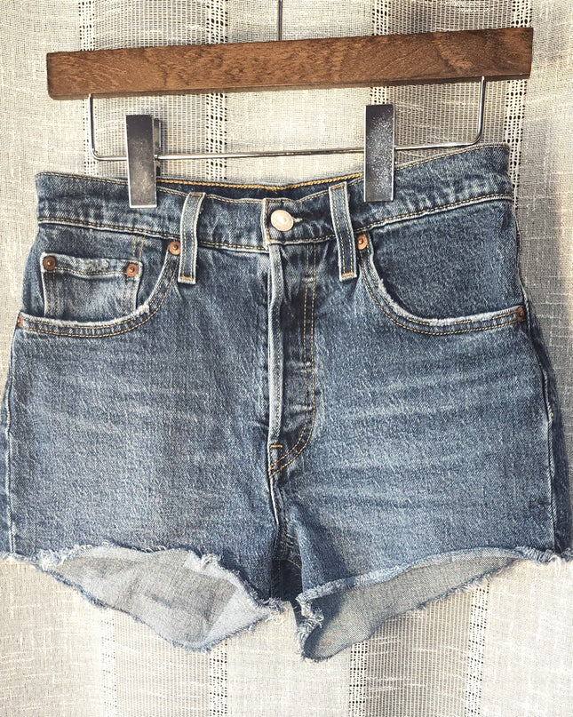 Levi's Button Fly 501 Frayed Jean Shorts