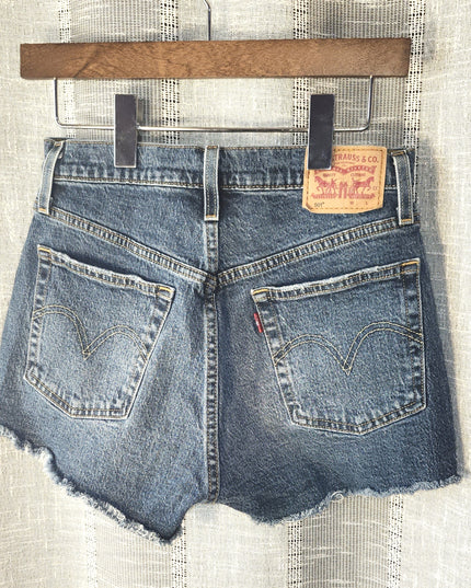 Levi's Button Fly 501 Frayed Jean Shorts