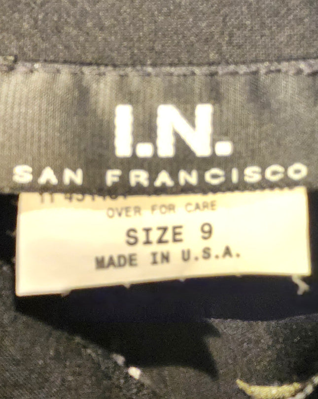 I.N. San Francisco Vintage Black 2 Piece Set Turquoise Embroidered Camisole & Pants