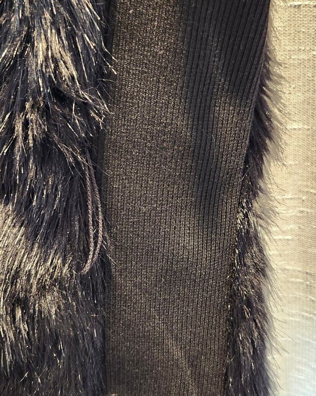 Bebe Y2k Vintage Black Faux Fur Vest with Corset Closures