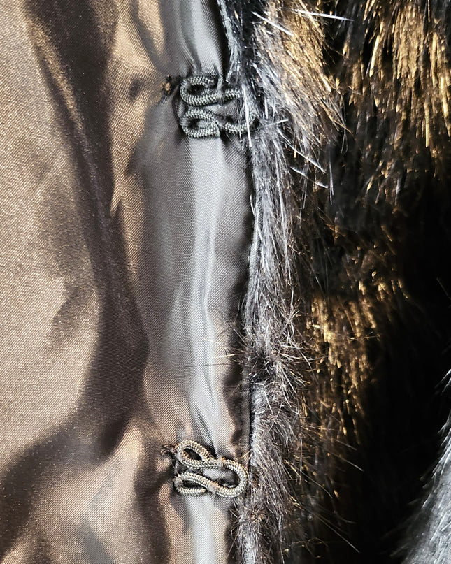 Bebe Y2k Vintage Black Faux Fur Vest with Corset Closures