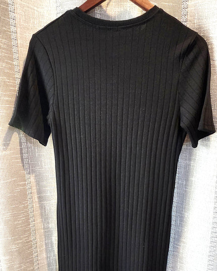 NEW Gypsy Rose Black Ribbed T-Shirt Mini Dress