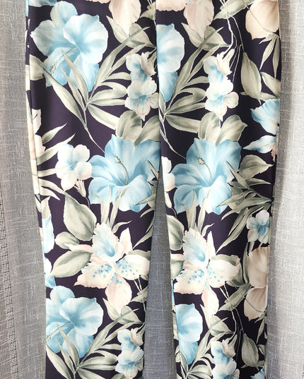 Cache Blue Hibiscus Tropical Print Y2k Vintage Capris