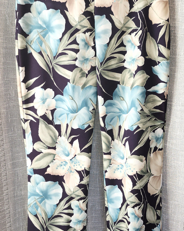 Cache Blue Hibiscus Tropical Print Y2k Vintage Capris