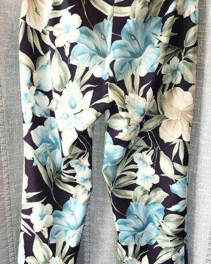 Cache Blue Hibiscus Tropical Print Y2k Vintage Capris