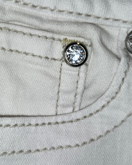 Miss Me Signature Vintage Y2k White Denim Embellished Capris