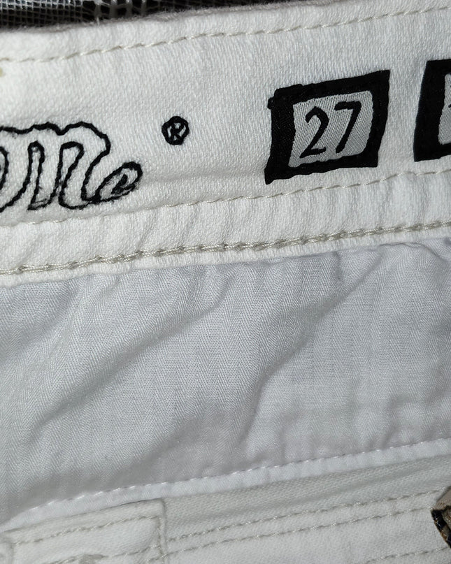 Miss Me Signature Vintage Y2k White Denim Embellished Capris