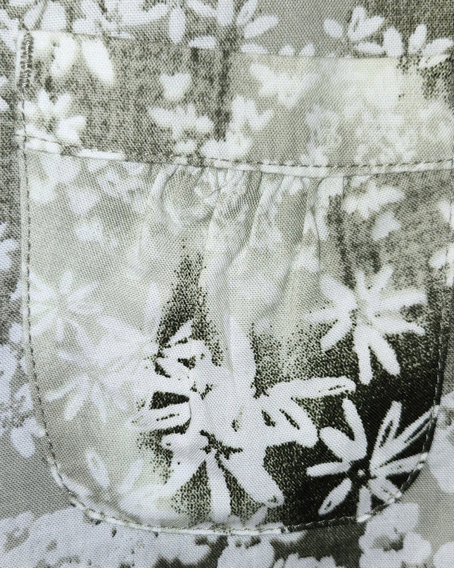 Erika Green Vintage Blouse with White Flowers