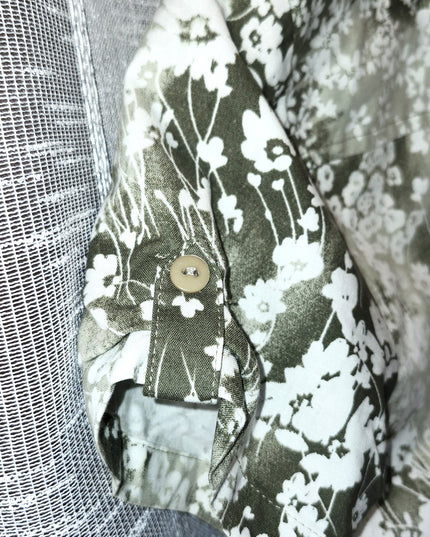 Erika Green Vintage Blouse with White Flowers