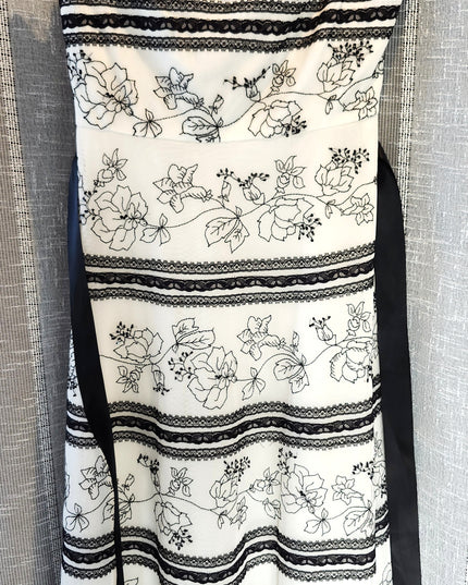 BCBG Max Azria Strapless Corset Black Embroidered White Tulle