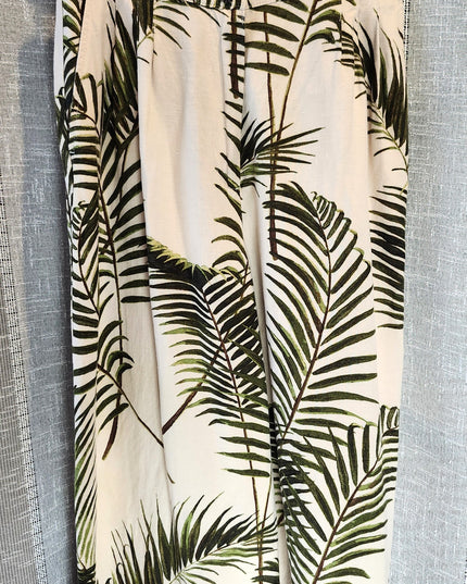 H & M Front Pleated Wide Leg Palm Print Culottes