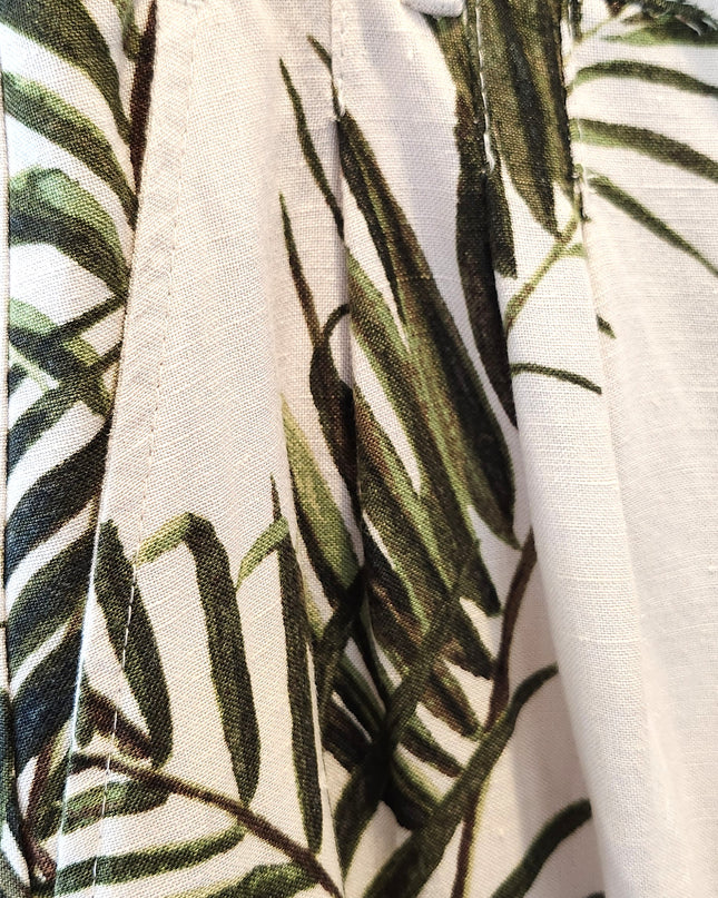 H & M Front Pleated Wide Leg Palm Print Culottes