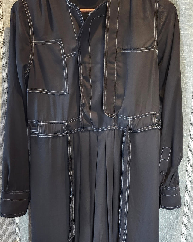 Simply Vera Black Tie Front Dress with Back Pleats