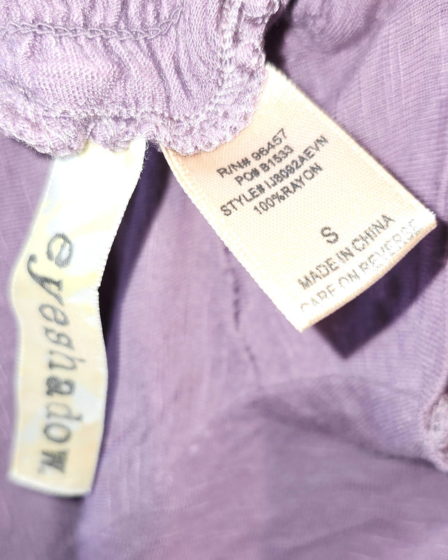 Eyeshadow Purple Lace Floral Applique with Silver Threading Camisole Top