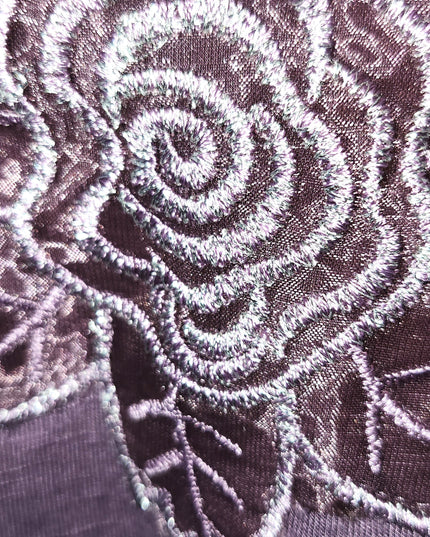 Eyeshadow Purple Lace Floral Applique with Silver Threading Camisole Top