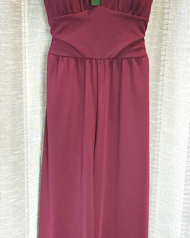 New Halara Burgundy/Wine Sleeveless Open Waist Jumpsuit with Pockets