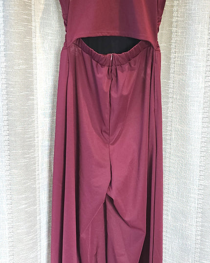New Halara Burgundy/Wine Sleeveless Open Waist Jumpsuit with Pockets