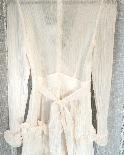 New Saints & Secrets Blush Pink Glitter Sheen Ruffled Mini Dress