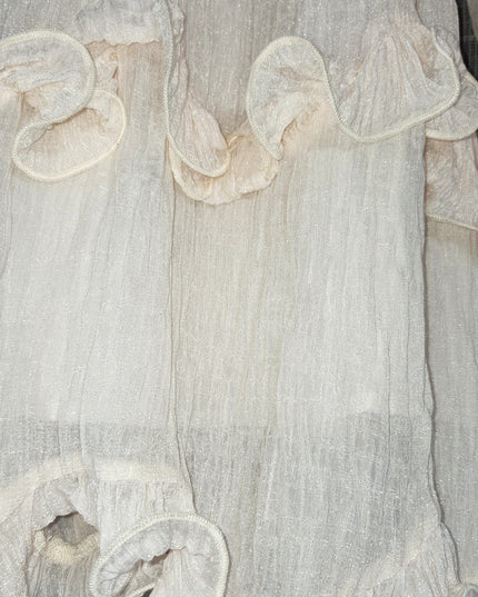 New Saints & Secrets Blush Pink Glitter Sheen Ruffled Mini Dress