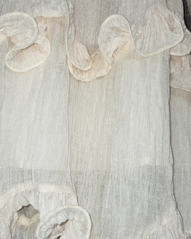 New Saints & Secrets Blush Pink Glitter Sheen Ruffled Mini Dress