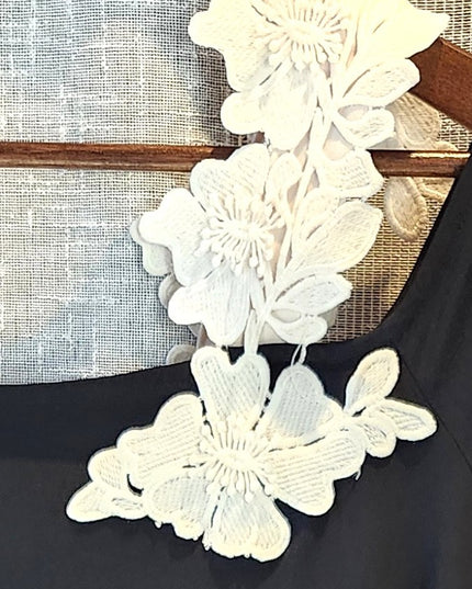 Alfani Stretch Applique Floral Shoulder Blouse with Bell Sleeves