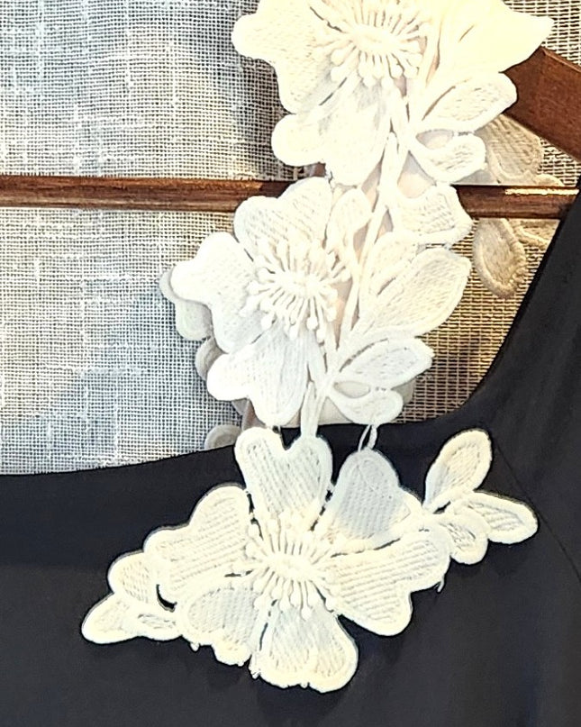 Alfani Stretch Applique Floral Shoulder Blouse with Bell Sleeves