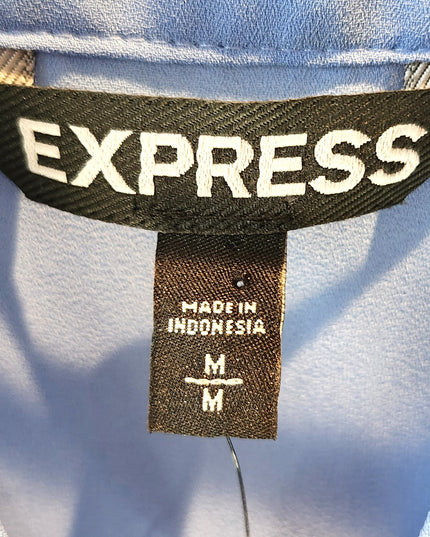 New Express Blue Button Front Cold Shoulder Flowy Blouse