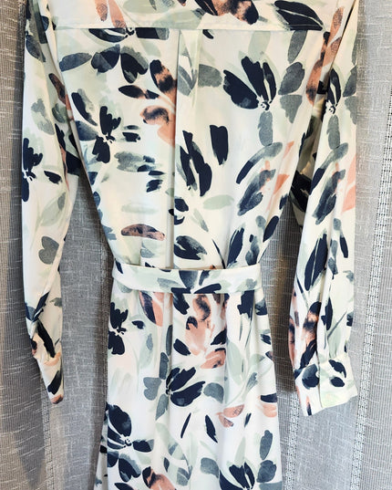 A New Day Abstract Design Button Front Belted Dress