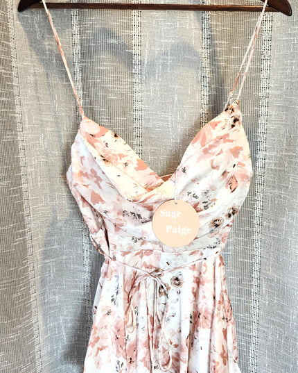 New Saige & Paige Floral Ruffled One-Piece Romper with Waist Tie