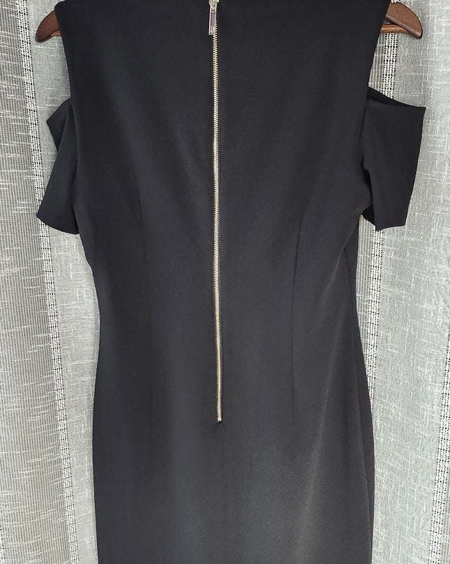 New Tommy Hilfiger Little Black Sheath Cold Shoulder Cocktail Dress