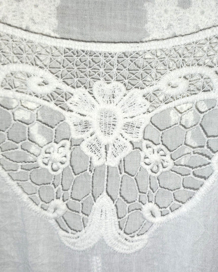 World Market Boho Embroidered Cutout Loose Fit Pullover Blouse