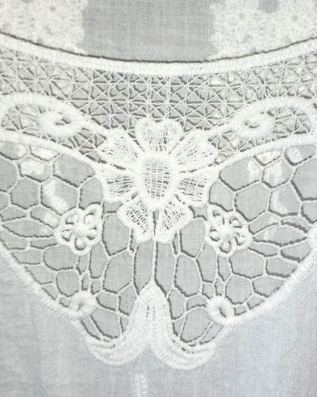 World Market Boho Embroidered Cutout Loose Fit Pullover Blouse