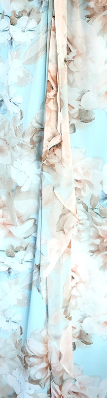 Gorgeous Calvin Klein Floral Fitted Draped Chiffon Halter Maxi-Length Gown with Beaded Neckline