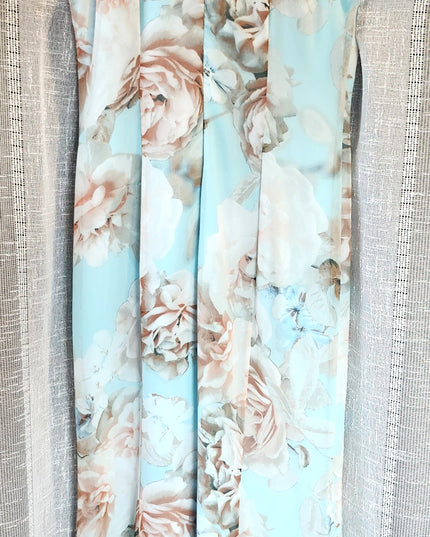 Gorgeous Calvin Klein Floral Fitted Draped Chiffon Halter Maxi-Length Gown with Beaded Neckline