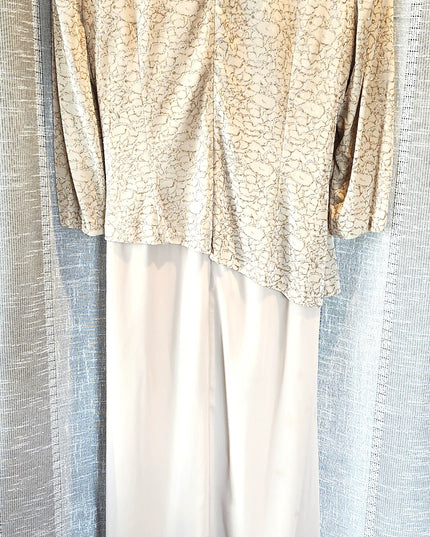 Alex Evenings Elegant Mock Two-Piece Gold Metallic Champagne Formal Dress with Sequins