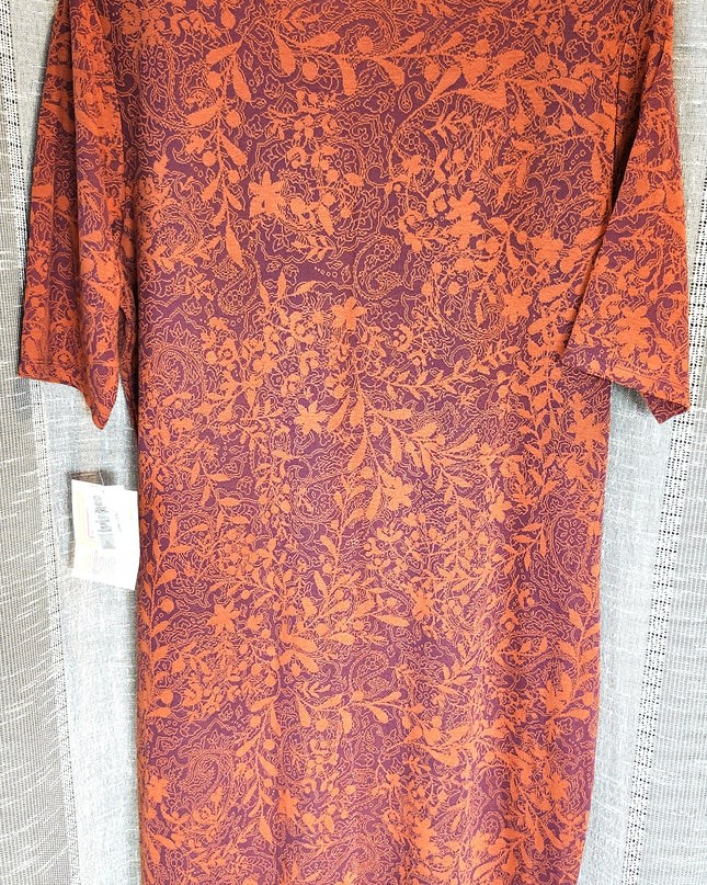 New LuLaRoe Stretchy Orange & Purple Short Sleeve T-Shirt Dress