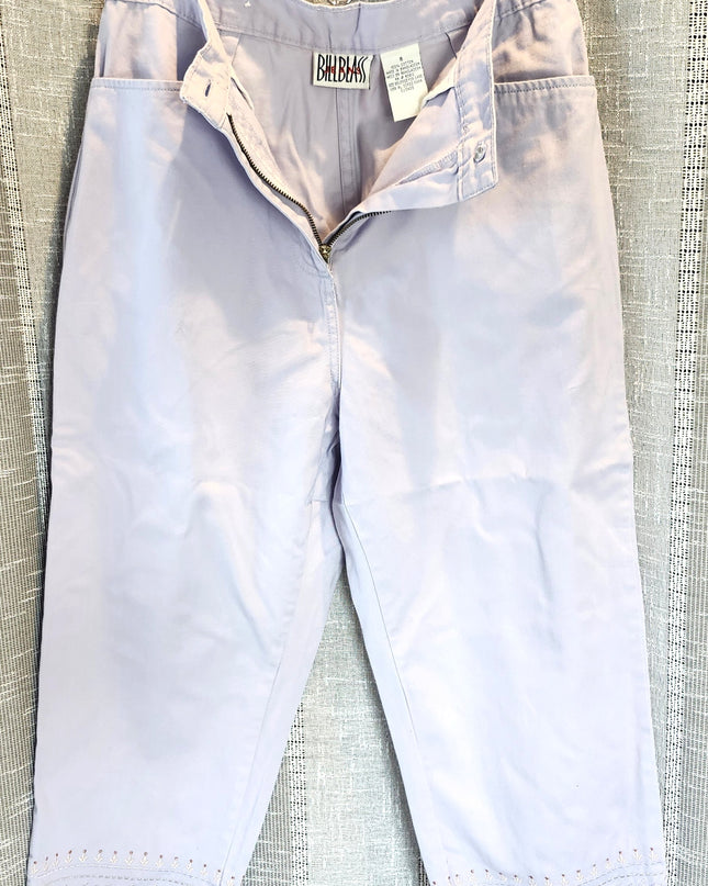 Bill Blass Vintage Lavender Stretch Embroidered Capris