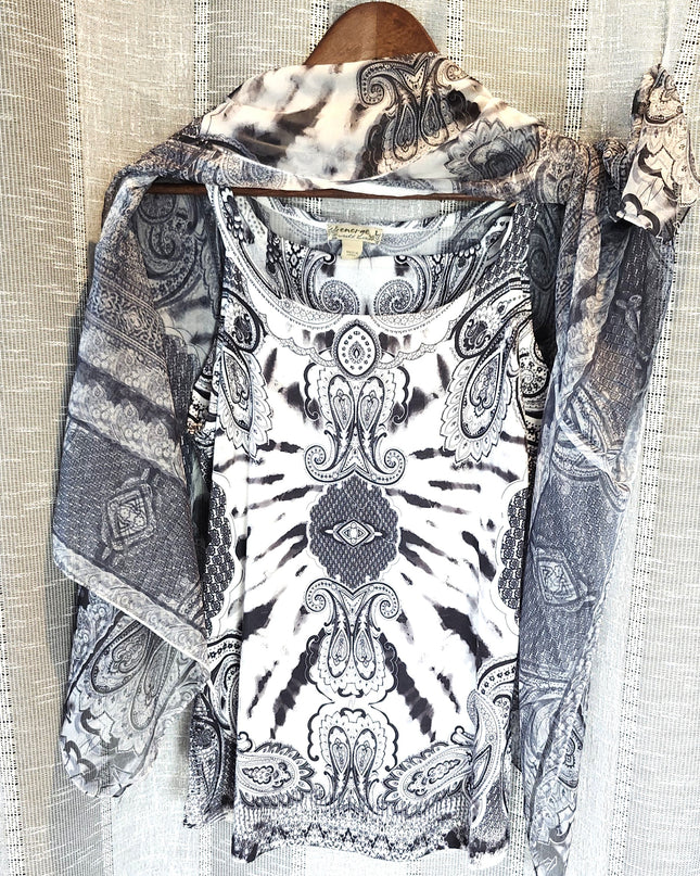 Energe World Wear Paisley Design Boho Camisole with attached Cropped Kaftan
