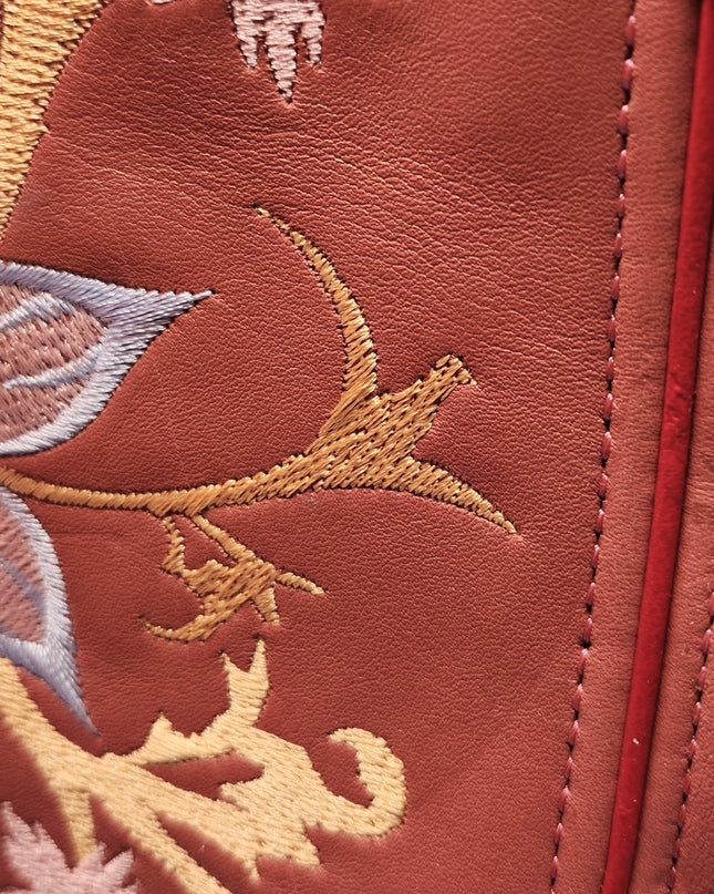 New Durango Women's Crush Harness Western Boot Ramblin' Rose Coral Floral Embroidery Leather Cowboy Boots
