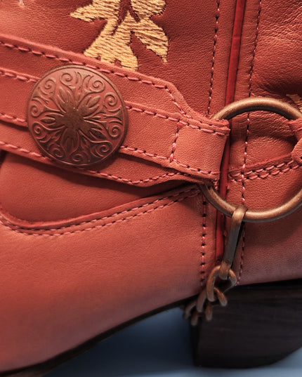 New Durango Women's Crush Harness Western Boot Ramblin' Rose Coral Floral Embroidery Leather Cowboy Boots