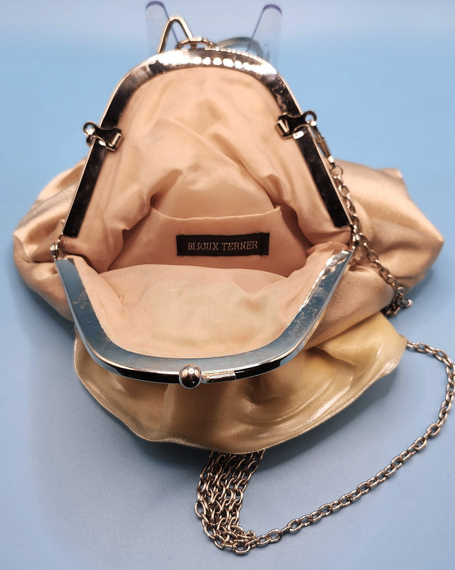 Bijoux Terner Vintage Y2k Elegant 3D Satin Rosette Flower Evening Clutch/Wristlet/Shoulder Bag