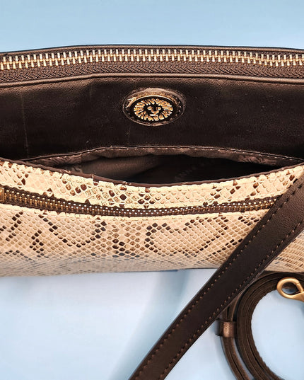 Anne Klein Snake Print Faux Leather Shoulder/Crossbody Handbag