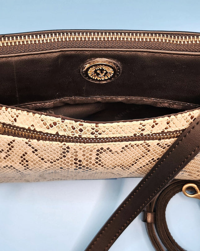Anne Klein Snake Print Faux Leather Shoulder/Crossbody Handbag